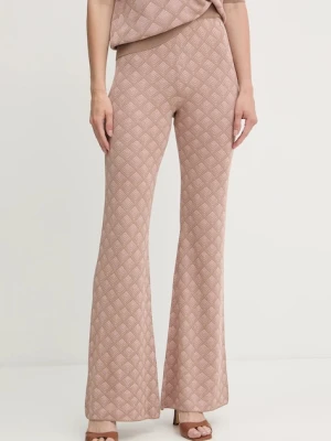 Silvian Heach spodnie z domieszką lnu ARIS damskie kolor różowy dzwony high waist GPA25201PA