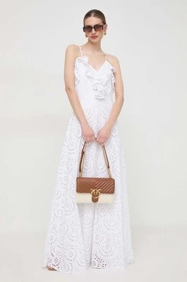 Silvian Heach sukienka kolor biały maxi rozkloszowana