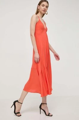 Silvian Heach sukienka kolor pomarańczowy midi rozkloszowana