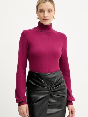Silvian Heach sweter SESIN damski kolor bordowy lekki z golfem GPA25036LU