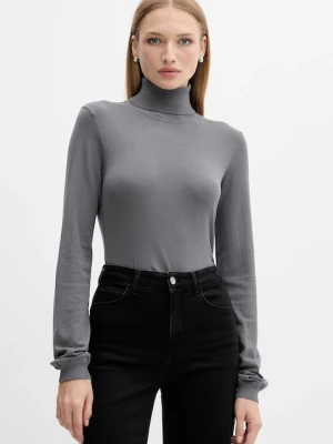 Silvian Heach sweter SESIN damski kolor szary lekki z golfem GPA25036LU