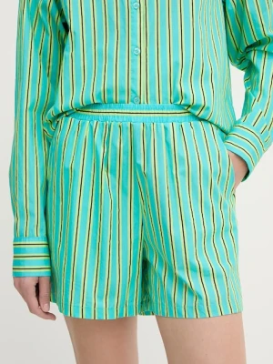 Silvian Heach szorty bawełniane TAIR damskie kolor turkusowy wzorzyste high waist GPP25445SH