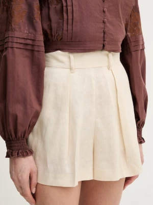 Silvian Heach szorty eleganckie damskie lniane POSANE