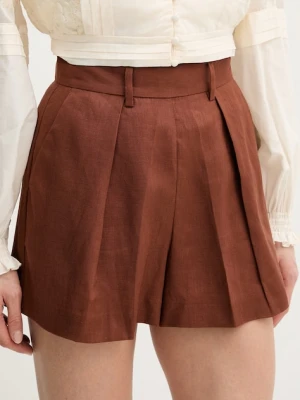 Silvian Heach szorty eleganckie damskie lniane POSANE