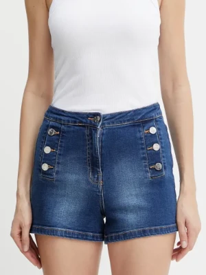 Silvian Heach szorty jeansowe RENEWI damskie kolor granatowy gładkie high waist GPP25138SH