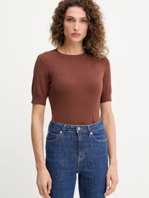 Silvian Heach t-shirt ATLAM damski kolor brązowy GPA25040MA