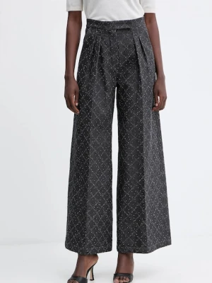 Simona Corsellini spodnie bawełniane damskie kolor szary szerokie high waist A25CPPA01001