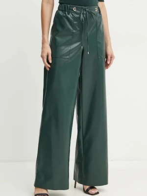 Simona Corsellini spodnie damskie kolor zielony szerokie high waist A24CPPA006
