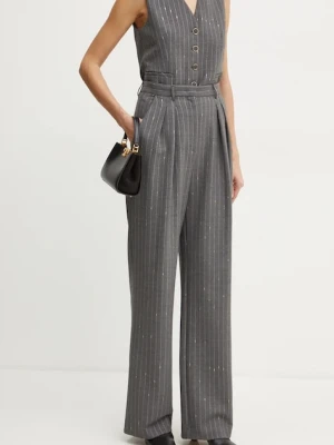 Simona Corsellini spodnie z domieszką wełny kolor szary szerokie high waist A24CPPA014