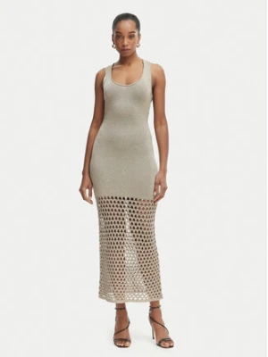 Simona Corsellini Sukienka dzianinowa P26CPABO0301 Szary Slim Fit