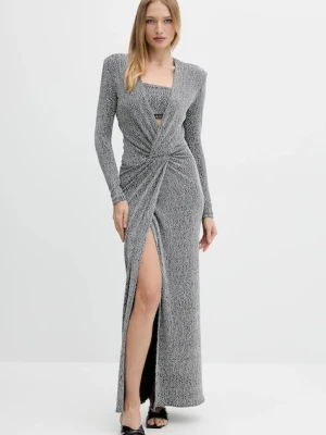 Simona Corsellini sukienka kolor srebrny maxi rozkloszowana A25CEAB10201