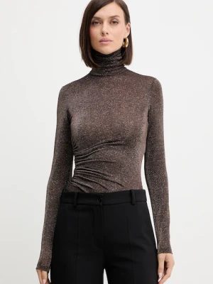 Simona Corsellini sweter damski kolor brązowy lekki z golfem A25CPMG00801