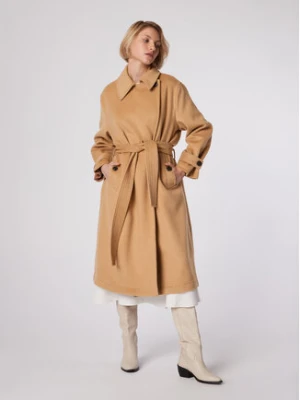 Simple Płaszcz przejściowy PLD502-03 Beżowy Relaxed Fit