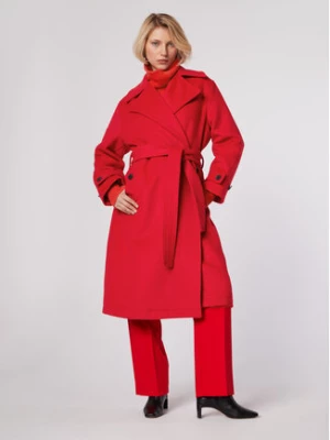 Simple Płaszcz przejściowy PLD502-04 Czerwony Relaxed Fit