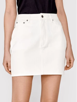 Simple Spódnica jeansowa SDDJ003 Biały Regular Fit