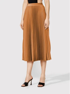 Simple Spódnica plisowana SDD006 Brązowy Regular Fit