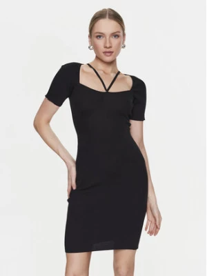 Simple Sukienka dzianinowa SUD003 Czarny Slim Fit