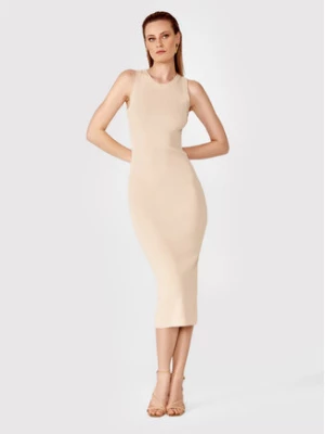 Simple Sukienka letnia SUD013 Beżowy Slim Fit