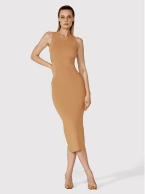 Simple Sukienka letnia SUD015 Brązowy Slim Fit