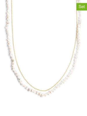 SINGULARU Pozłacany naszyjnik z perłami - dł. 25 cm rozmiar: onesize
