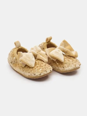 Sinsay - Aksamitne baleriny w cekiny z kokardą - złoty