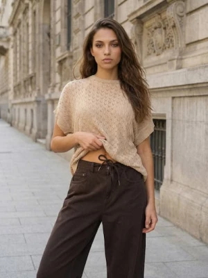 Sinsay - Ażurowa bluzka swetrowa - złoty