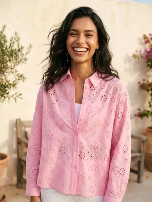 Sinsay - Ażurowa koszula - różowy