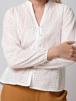 Sinsay - Ażurowa koszula z bawełny - biały