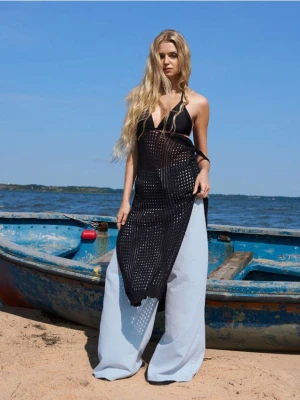 Sinsay - Ażurowa sukienka plażowa - czarny