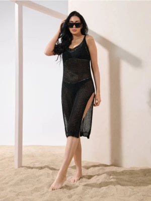 Sinsay - Ażurowa sukienka plażowa - czarny