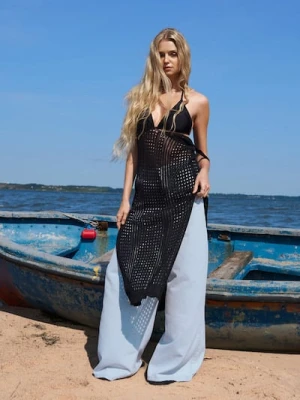 Sinsay - Ażurowa sukienka plażowa - czarny