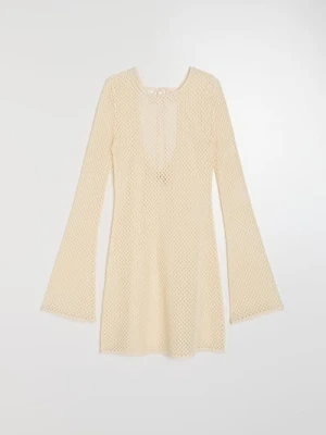 Sinsay - Ażurowa sukienka plażowa z długim rękawem - kremowy