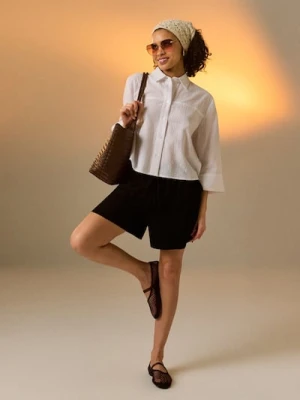 Sinsay - Ażurowe baleriny z paseczkiem - brązowy