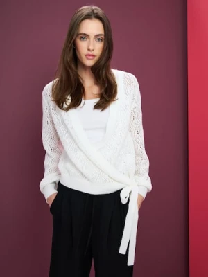 Sinsay - Ażurowy kardigan - kremowy