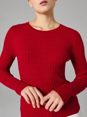 Sinsay - Ażurowy sweter - czerwony