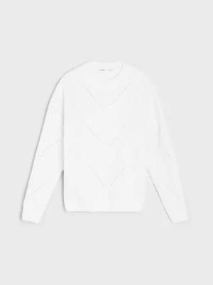 Sinsay - Ażurowy sweter - kremowy