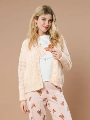 Sinsay - Ażurowy sweter - kremowy