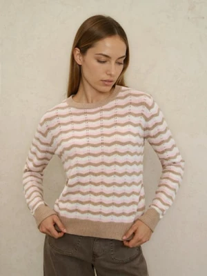 Sinsay - Ażurowy sweter w paski - wielobarwny