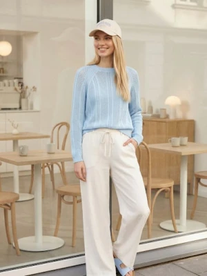 Sinsay - Ażurowy sweter z bawełną - błękitny