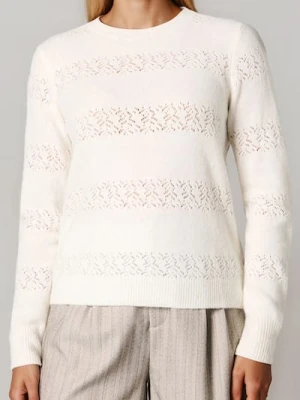 Sinsay - Ażurowy sweter z domieszką wełny - kremowy