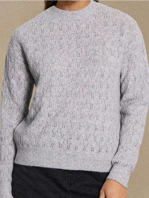 Sinsay - Ażurowy sweter z domieszką wełny - szary