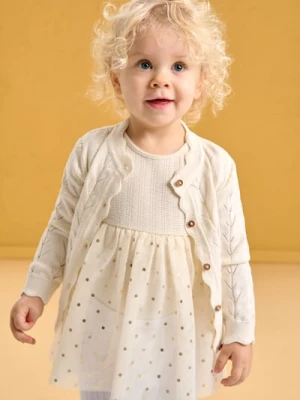 Sinsay - Ażurowy sweter zapinany na guziki - kremowy