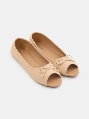 Sinsay - Baleriny z ozdobną kokardą - kremowy