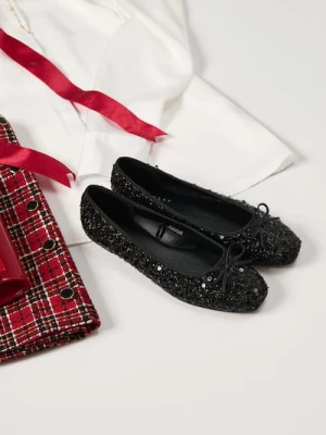Sinsay - Baleriny z ozdobnymi cekinami - czarny