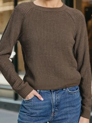 Sinsay - Basic sweter z długimi rękawami - brązowy