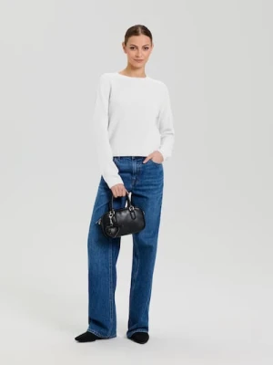 Sinsay - Basic sweter z długimi rękawami - kremowy