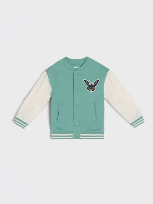 Sinsay - Bawełniana bluza bejsbolówka z nadrukiem Bing - green spruce