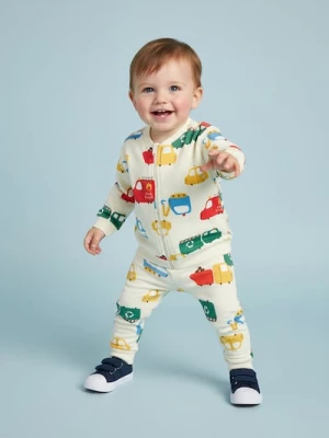 Sinsay - Bawełniana bluza bomberka ze wzorem - kremowy