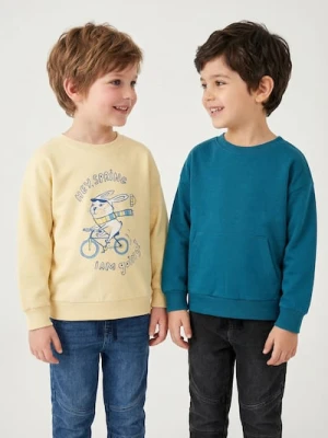 Sinsay - Bawełniana bluza crewneck 2 pack - kremowy