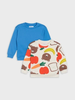 Sinsay - Bawełniana bluza crewneck 2 pack - kremowy